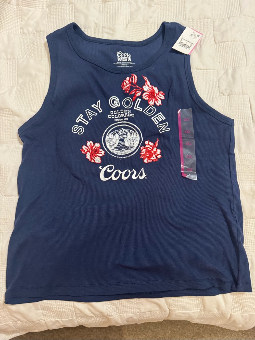 Womens Navy Coors Banquet Tank Top NWT
